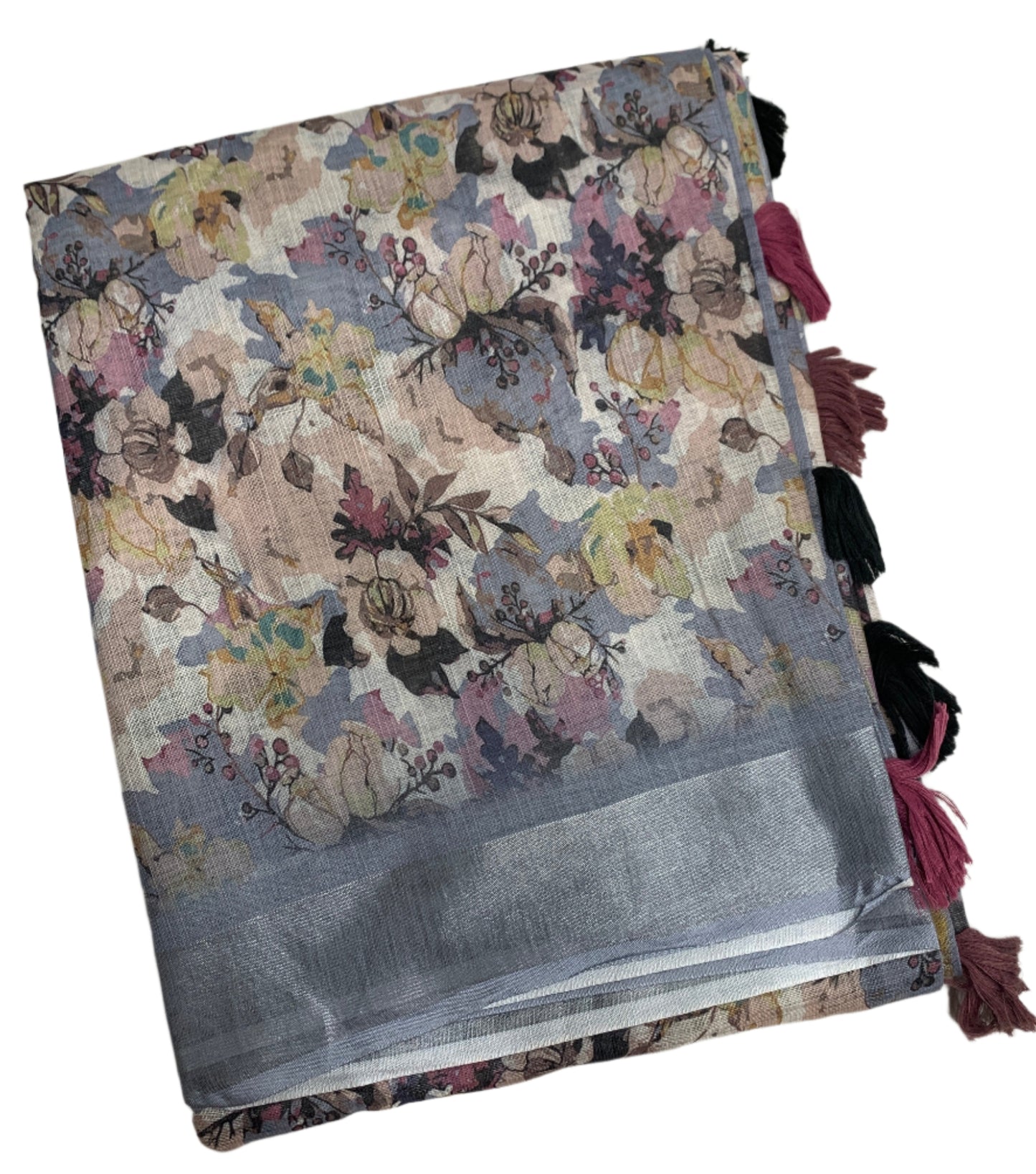Jute Cotton Saree Off White Colour with Thread Border