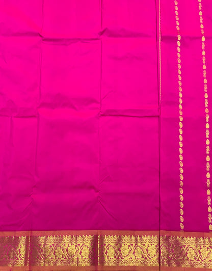 Pink Shade Semi silk Kids Pattu Pavadai with Contrast border for age 5 to 10