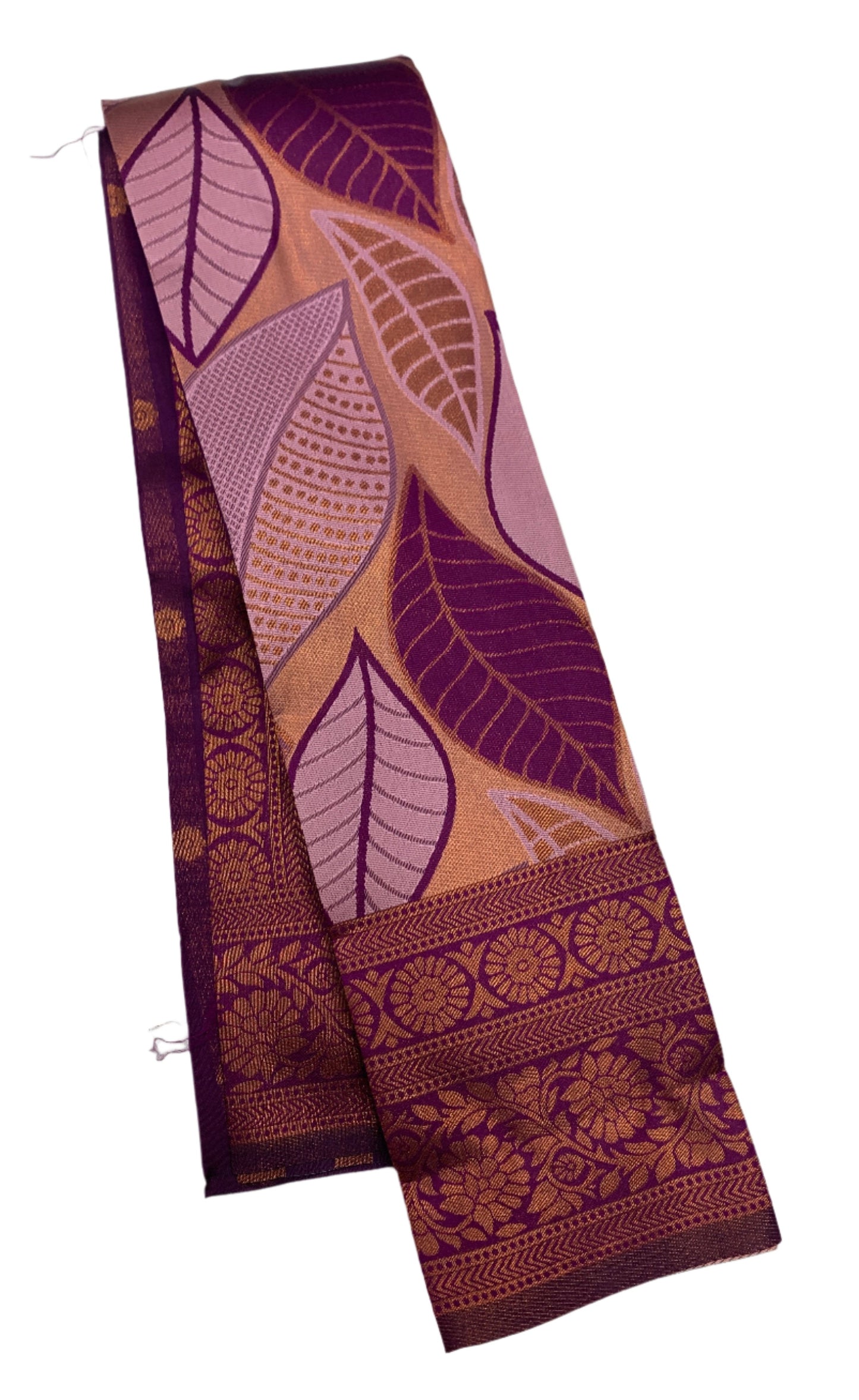 Art Silk Saree Magenta Colour with Leaf Design