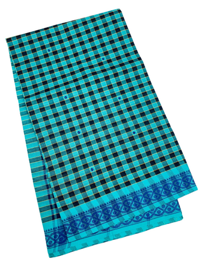 Chettinad Cotton Saree Rama Blue Shade with Blue Border