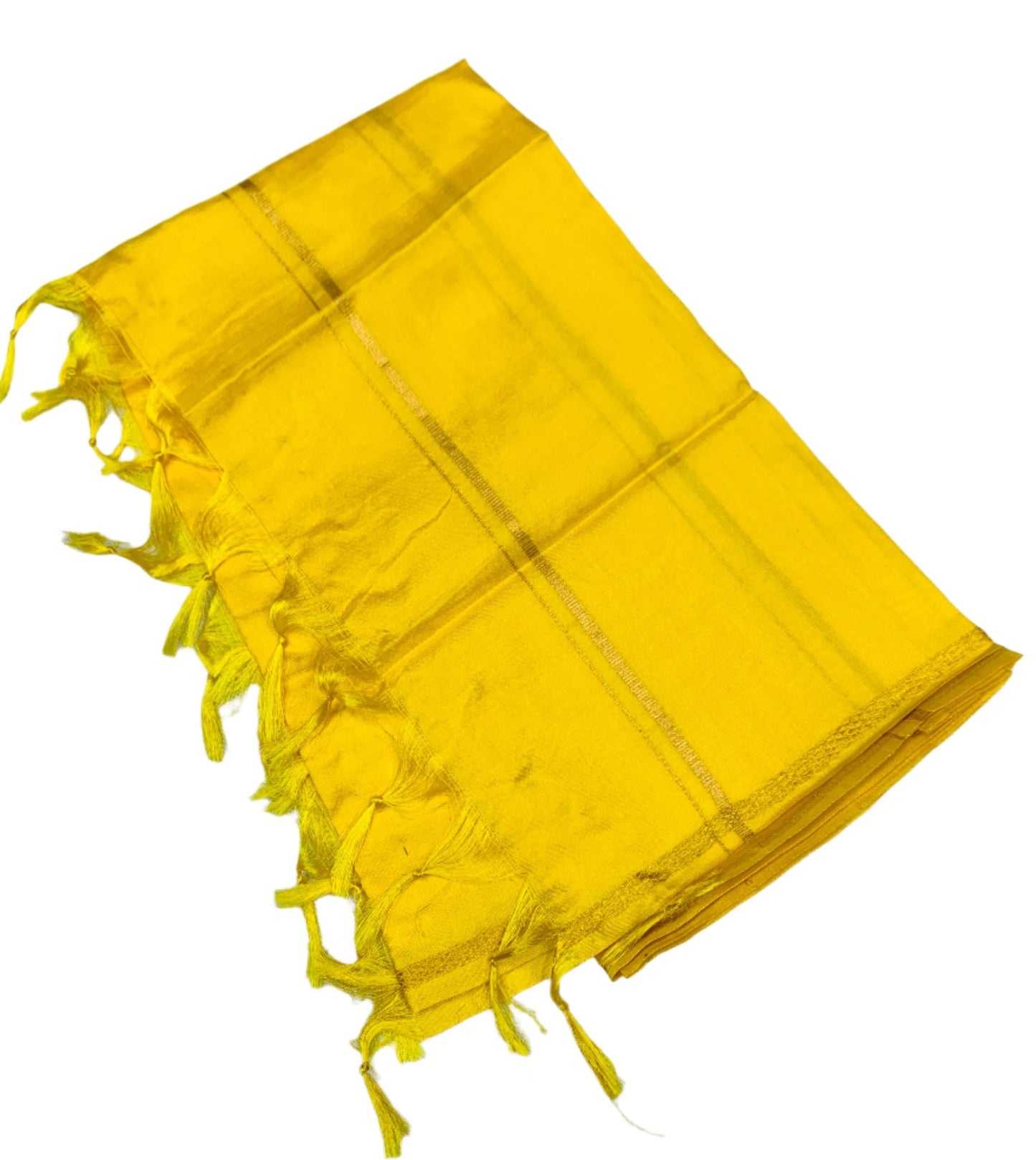 Silk Pooja Towel Lemon Yellow Colour