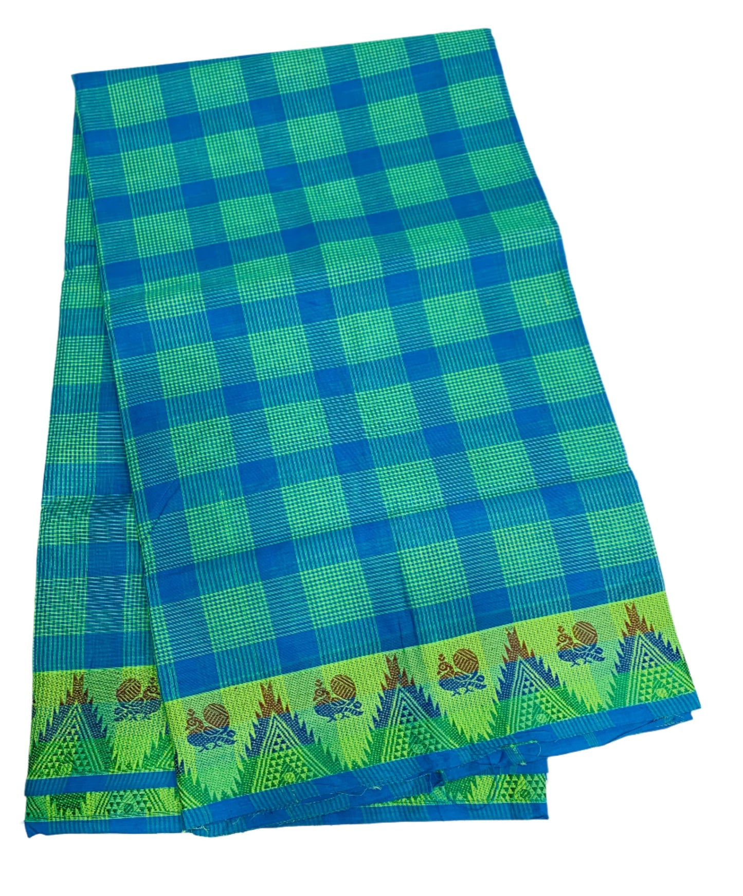 Chettinad Cotton Saree Sapphire Colour with Checked Design