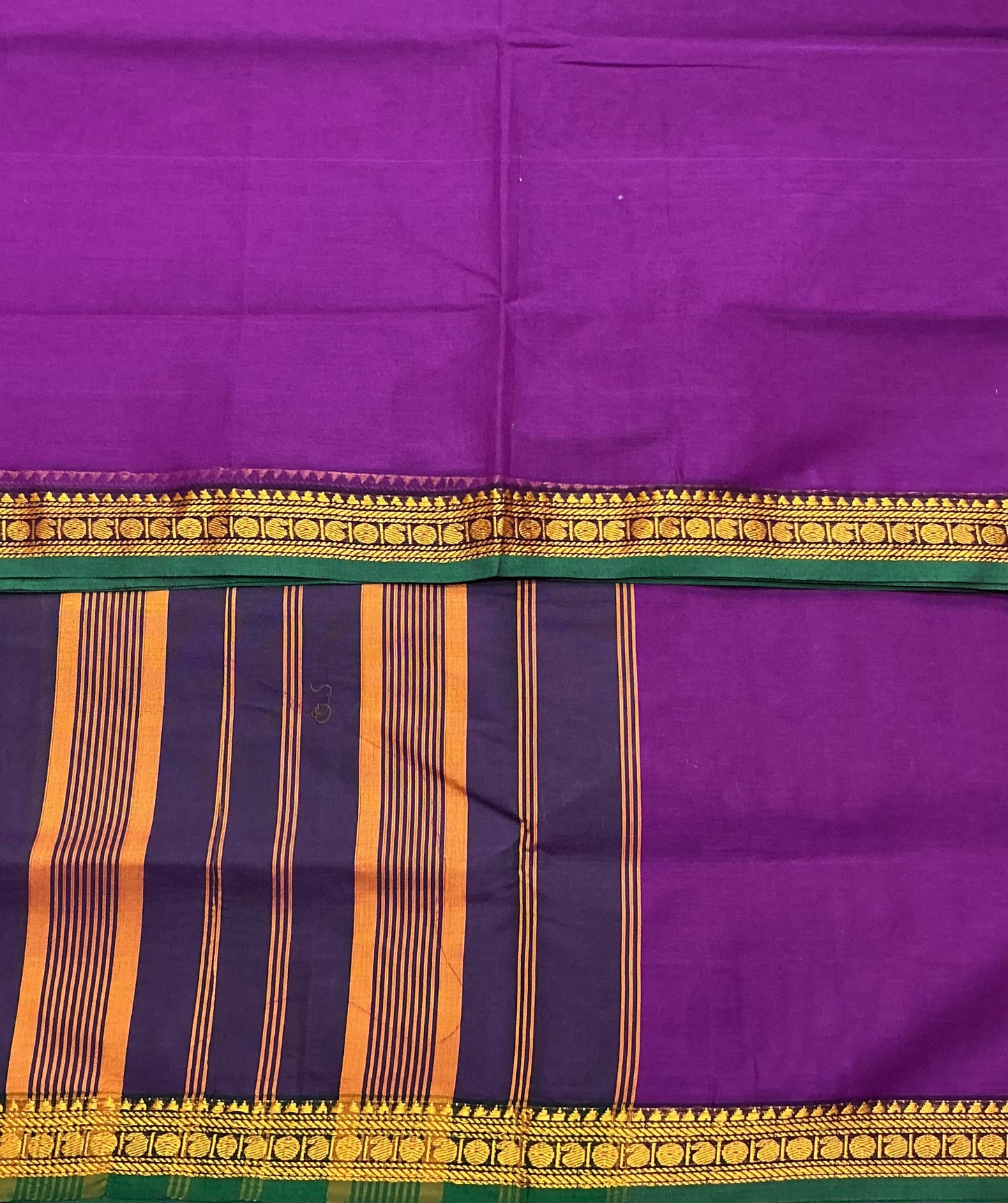 Chettinad Cotton Saree Magenta Colour with Green Colour with Thread Work Border