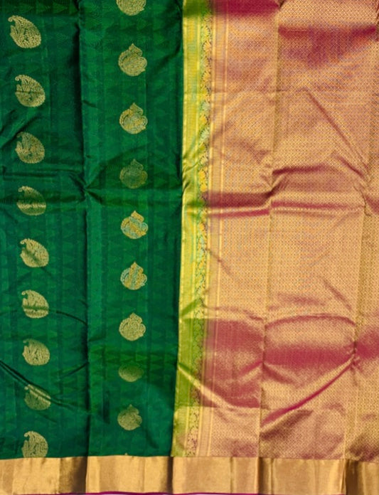 Pure Kanchipuram Silk Saree Green Colour