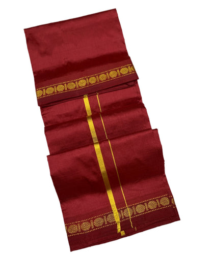 Silk Pooja Towel Maroon colour