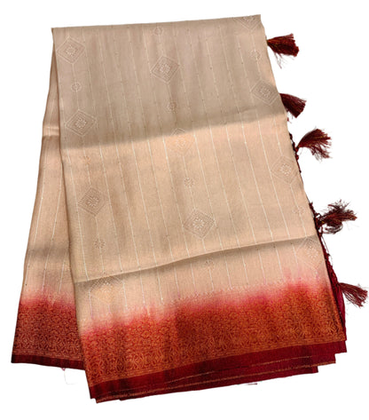 Ivory shade Kuberra Pattu with Maroon Pallu