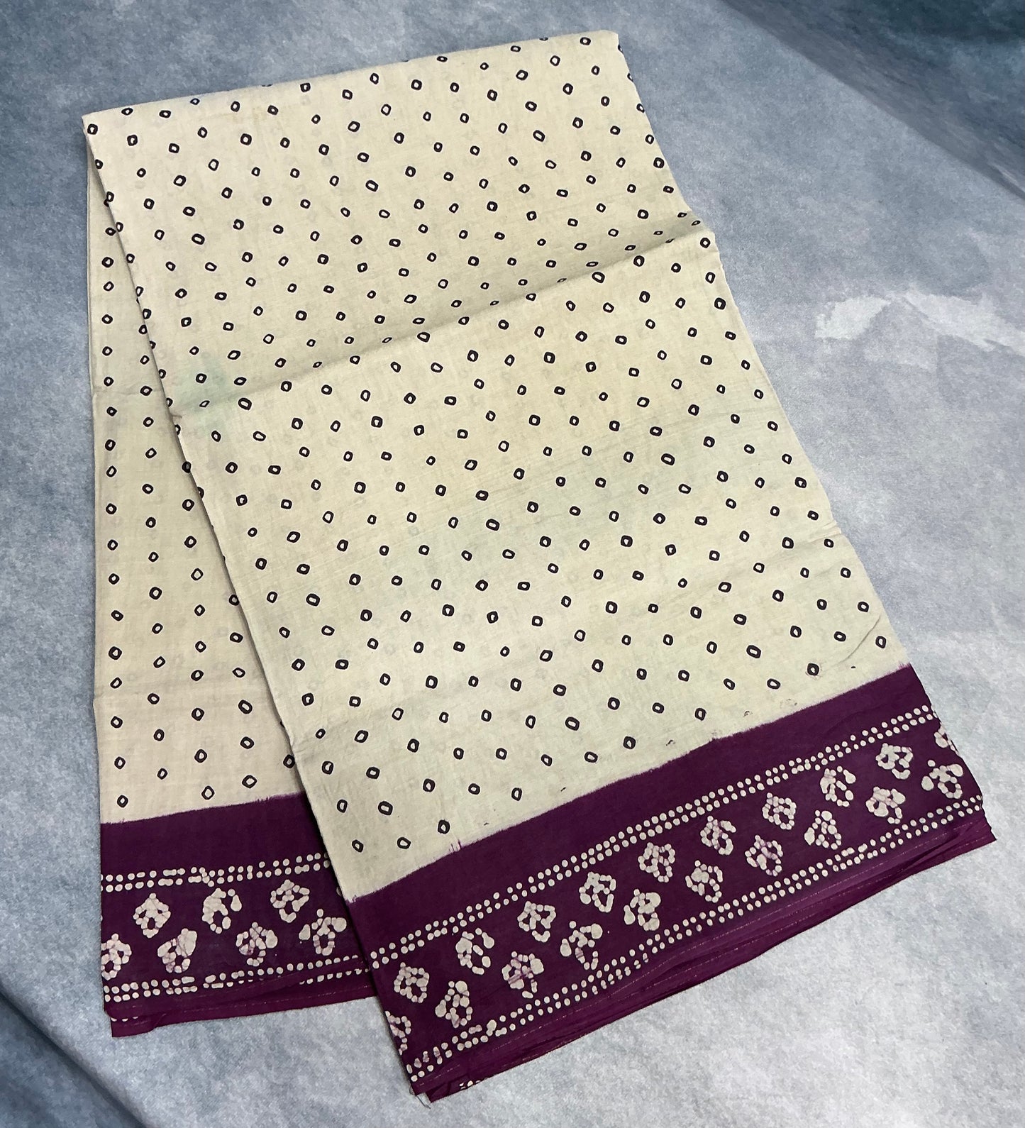 Chettinad Sungudi Cotton Tussar Colour with Magenta Colour Border