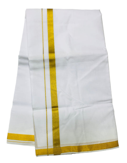 8 Mulam White Cotton Dhoti with Gold border