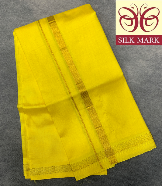 Silk Pooja Towel Yellow Colour