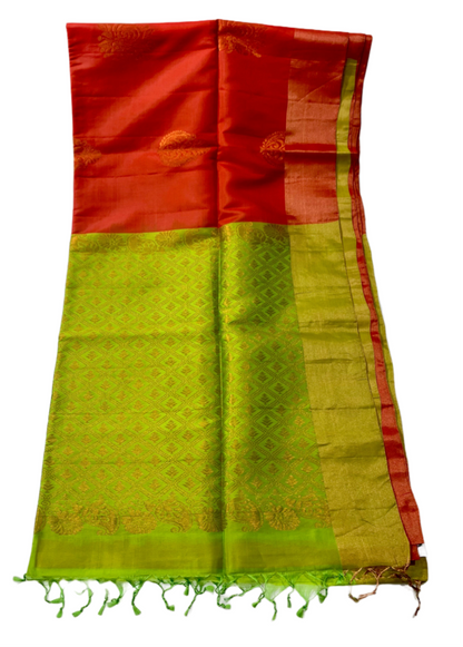 Soft Silk Saree Dark peach Colour