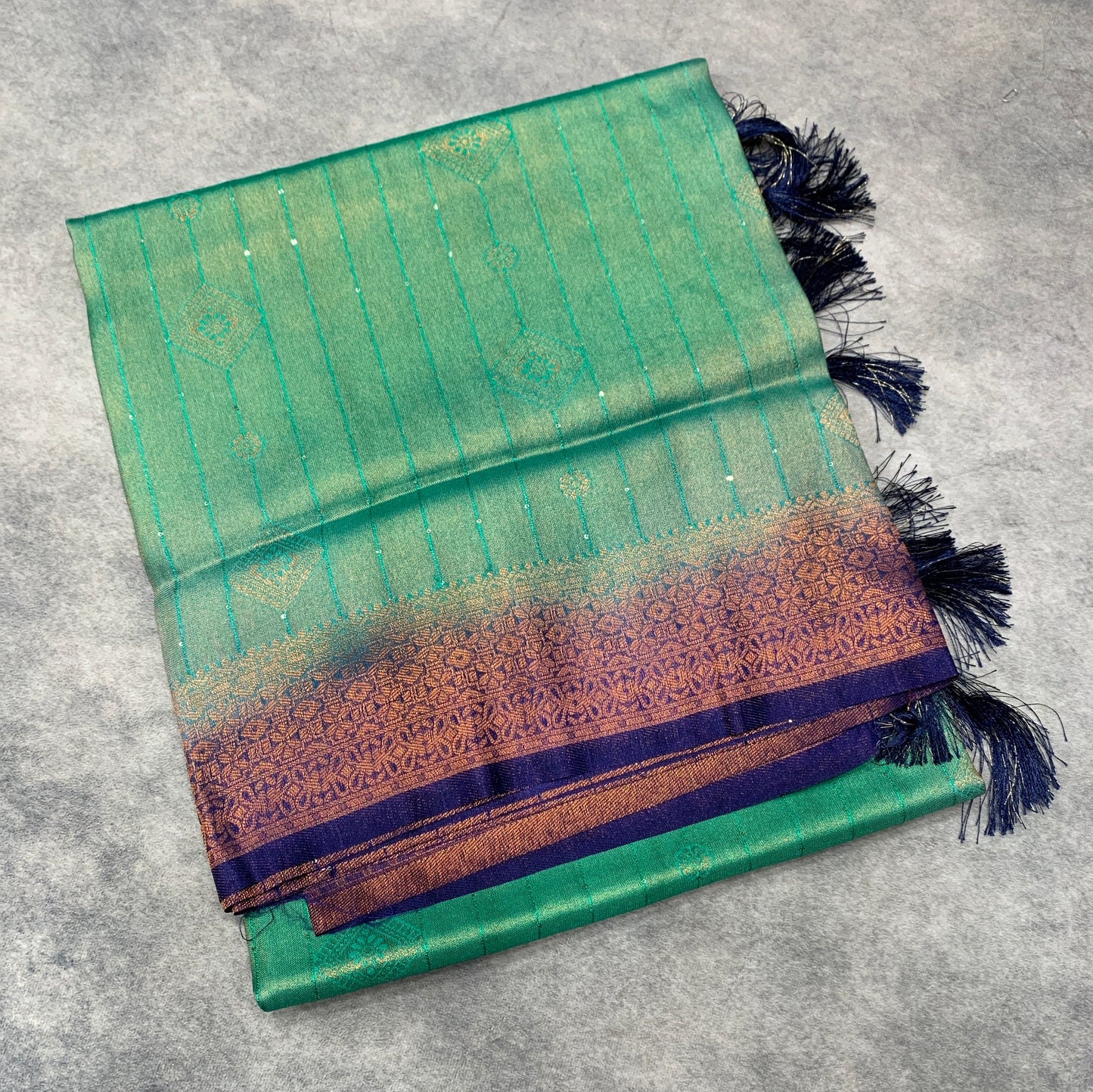 Soft Silk Saree Sapphire Colour and Stone Work with Blue Colour Pallu