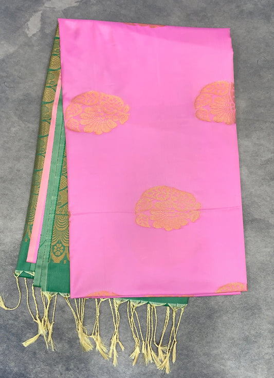 Art Silk Saree Baby Pink Colour with Borderless