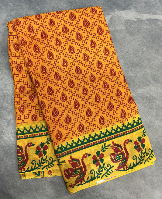 MulMul Cotton Mustard Yellow Colour with Yellow Colour Border