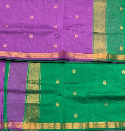 Lavender Colour Silk Cotton Saree with Copper Zari Border