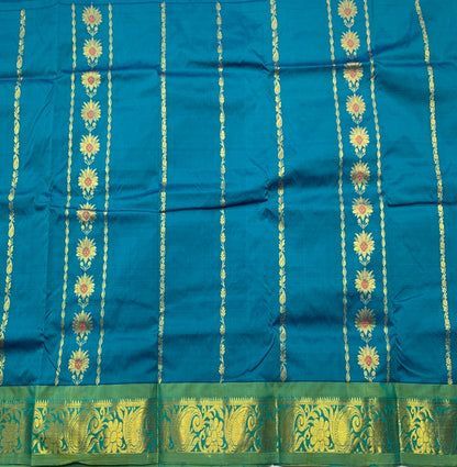 Rama Blue Shade Semi Silk Kids Pattu Pavadai with Self border for Age 2 to 5