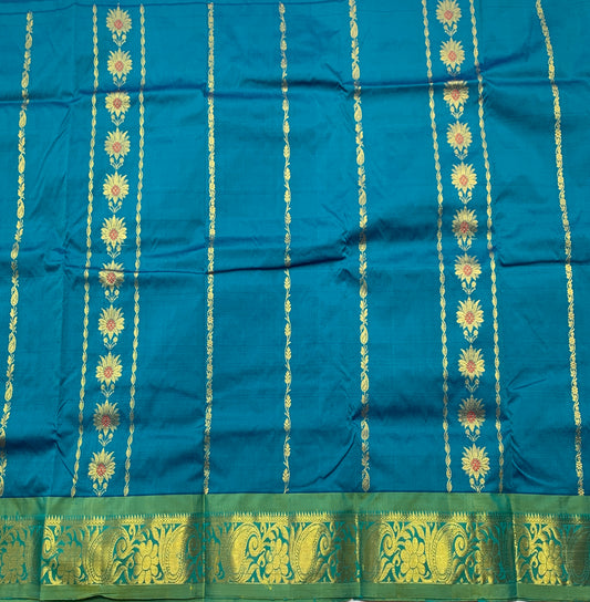 Rama Blue Shade Semi Silk Kids Pattu Pavadai with Self border for Age 2 to 5
