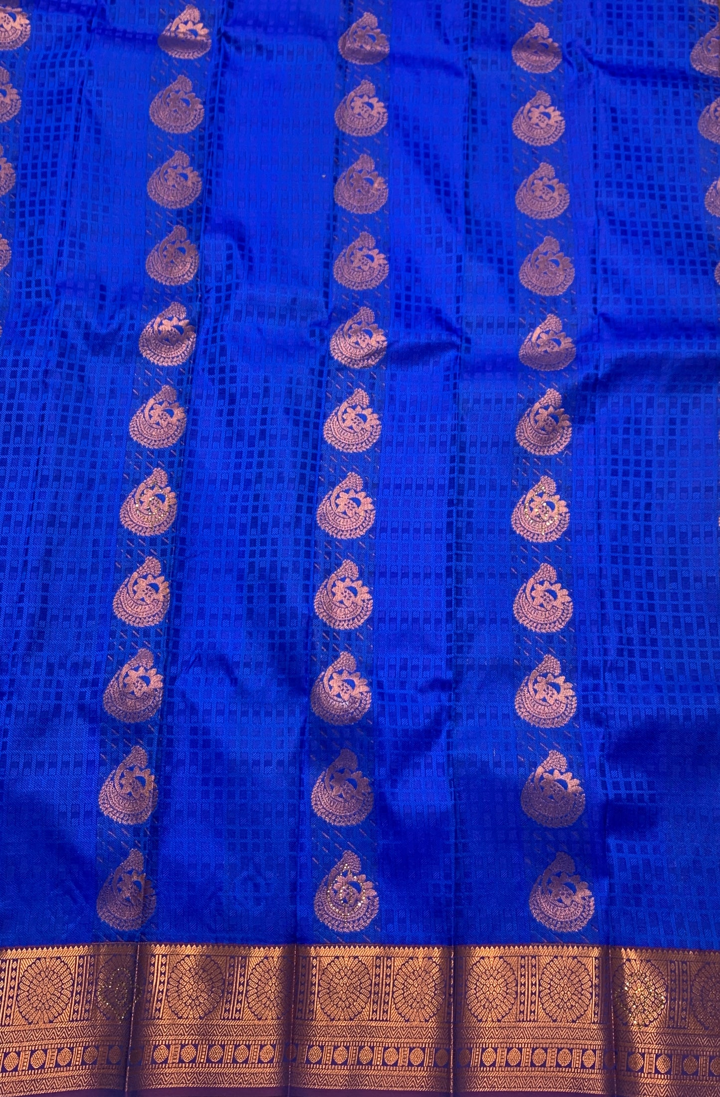 Vegan Silk Saree Blue shade with Copper Border