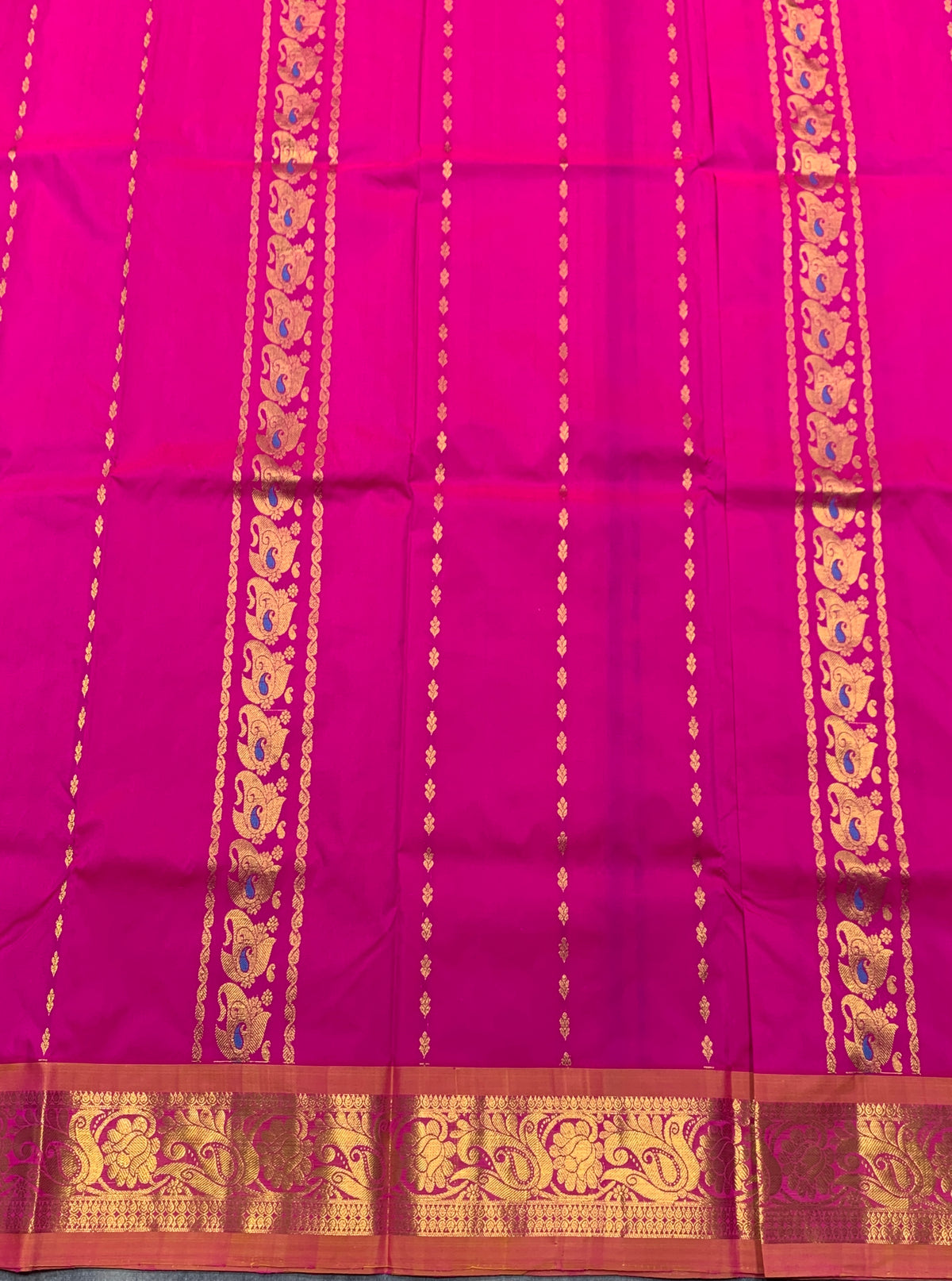 Pink shade Semi Silk Kids Pattu Pavadai with Contrast border for age above 10 years
