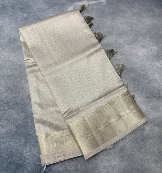 Banaras Katan Saree Light Brown Colour with Katan Work Border