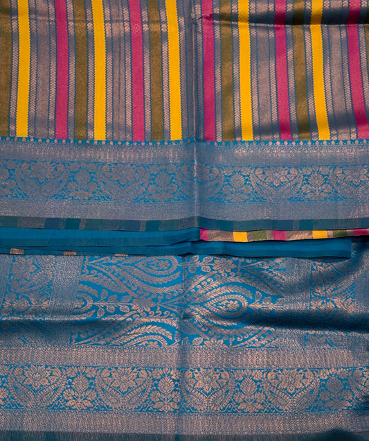 Art Silk Saree Sky Blue Colour with Sky Blue Border