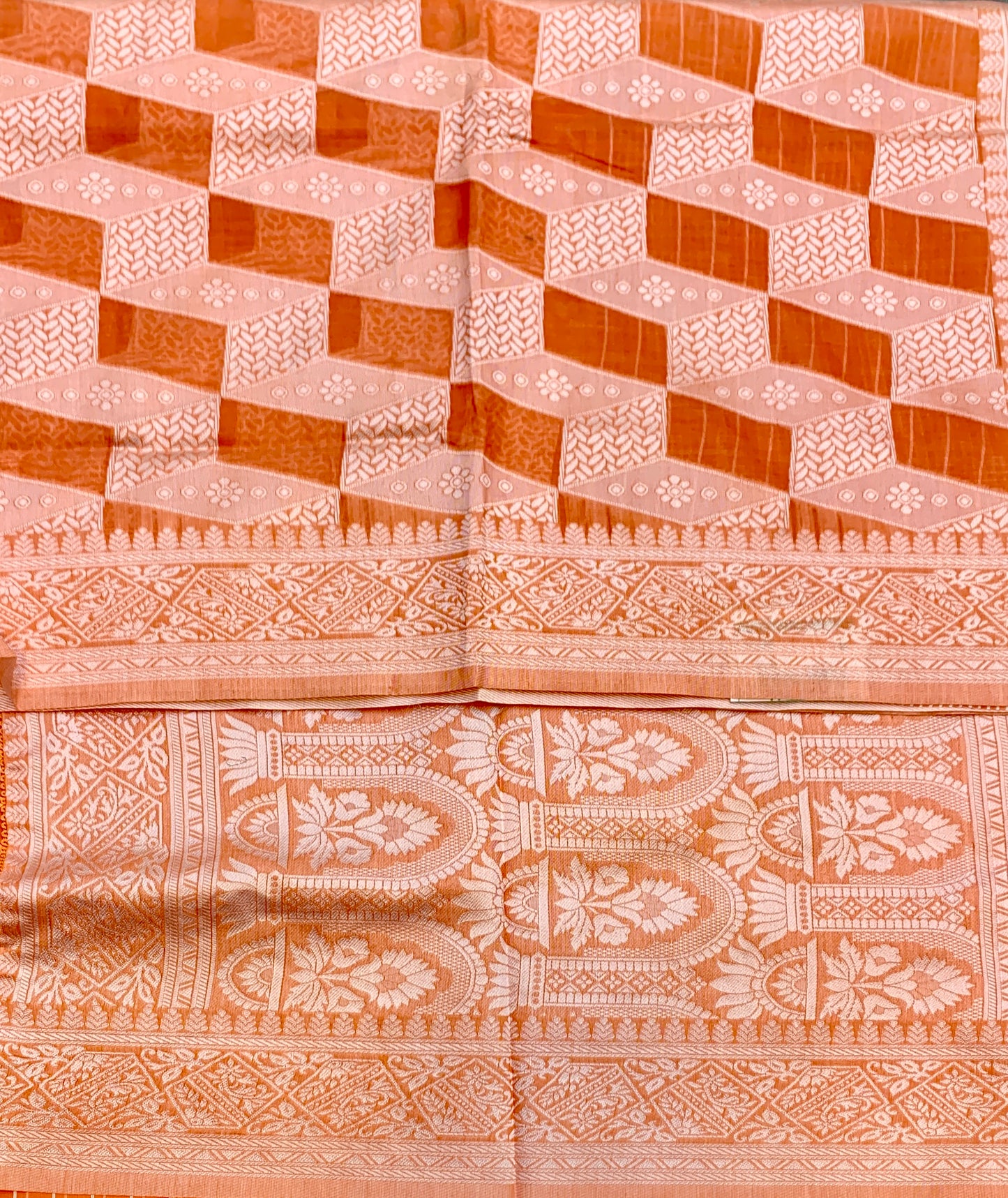 Banaras Katan Saree Orange Colour with Katan Work Border