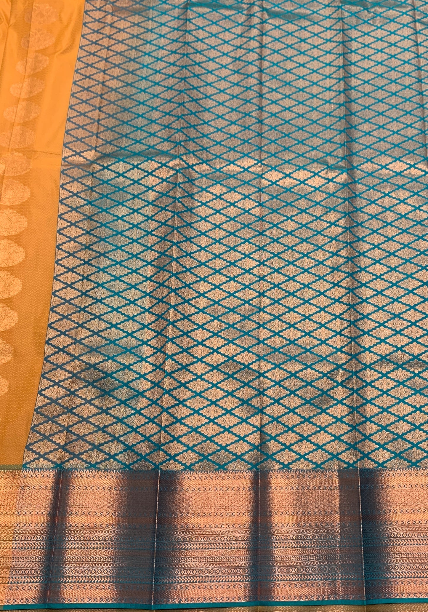 Vegan Silk Saree Mustard Colour Saree with Copper Border