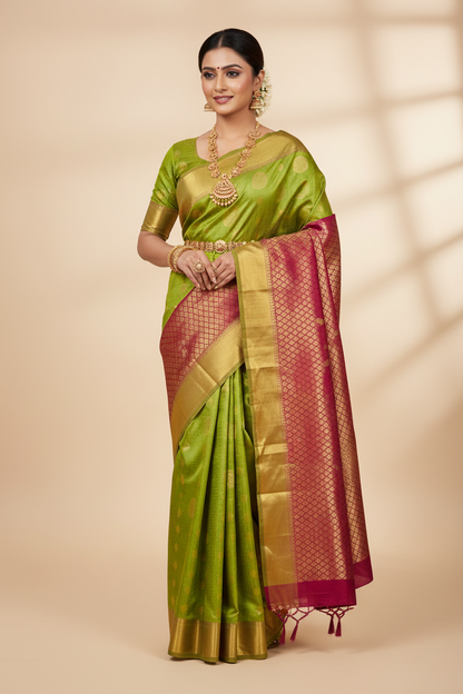 Pure Kanchipuram Silk Saree Light Green Colour