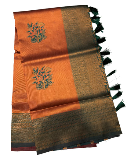 Art Silk Maroon Colour Saree with Green Border