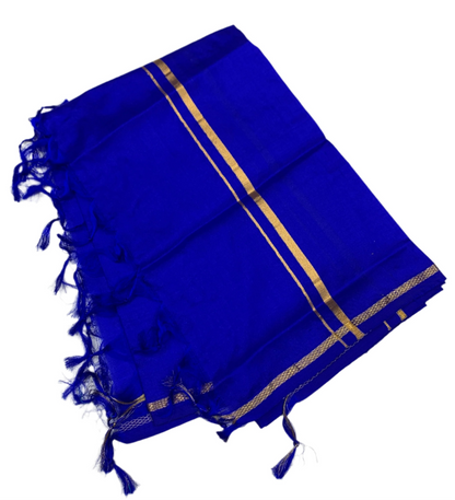 Silk Pooja Towel Ink Blue Colour