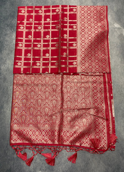 Soft Silk Casual Saree Tomato Colour with Sliver Colour Floral Design Border