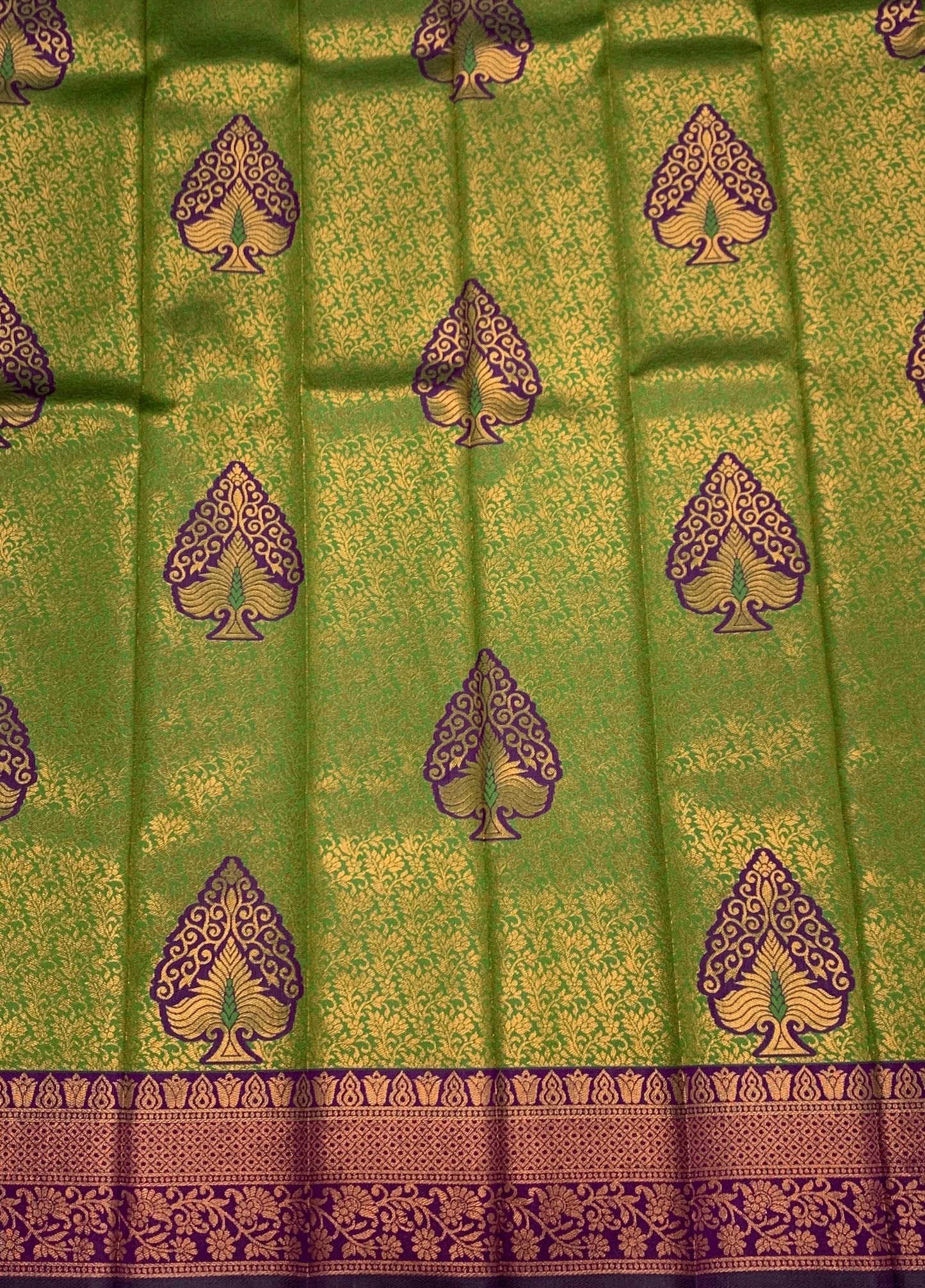 Art Silk Saree Green Colour with Magenta Border