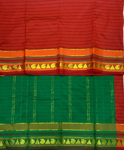 Arani Silk Saree Maroon Colour with Orange and Green Border