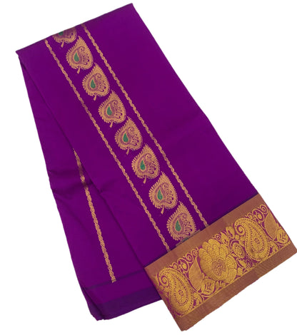 Dark Magenta shade Semi silk Kids Pattu Pavadai with Contrast border for age 5 to 10