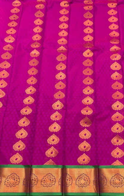 Vegan Silk Saree Vadamali Colour with Light Green and Copper Border