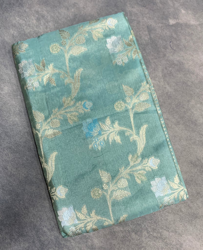 Meenakari Banaras Tissue Silk Saree Pastel Mint Green Colour