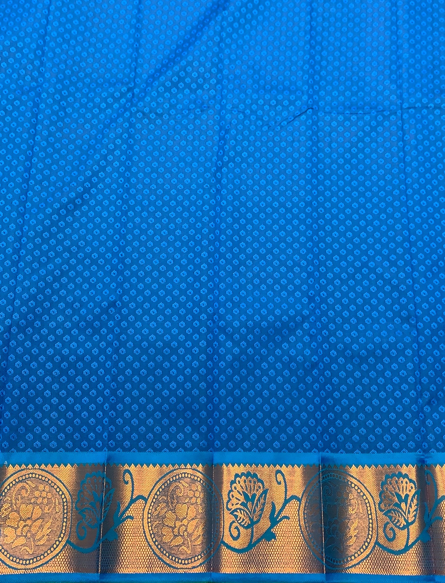 Synthetic Cotton Saree Electric Blue Colour with Copper Border
