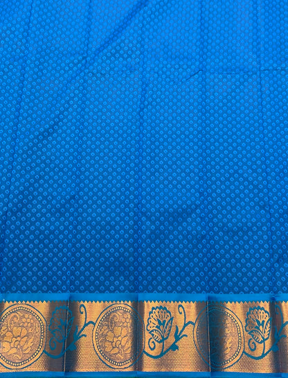 Synthetic Cotton Saree Electric Blue Colour with Copper Border