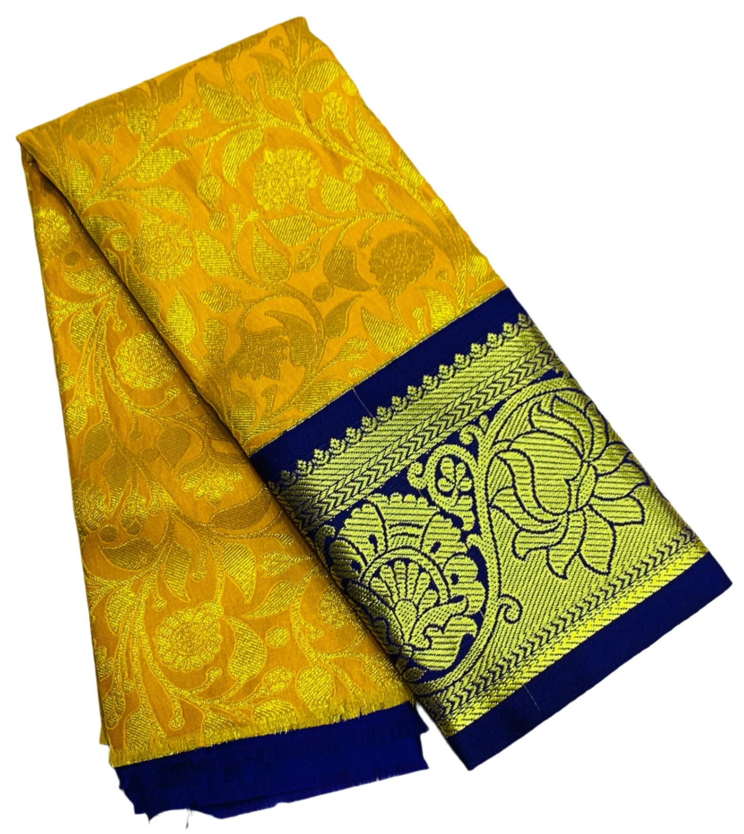 Yellow Shade Vegan Silk Kids Pattu Pavadai with Contrast Border for Newborn to 2 Years