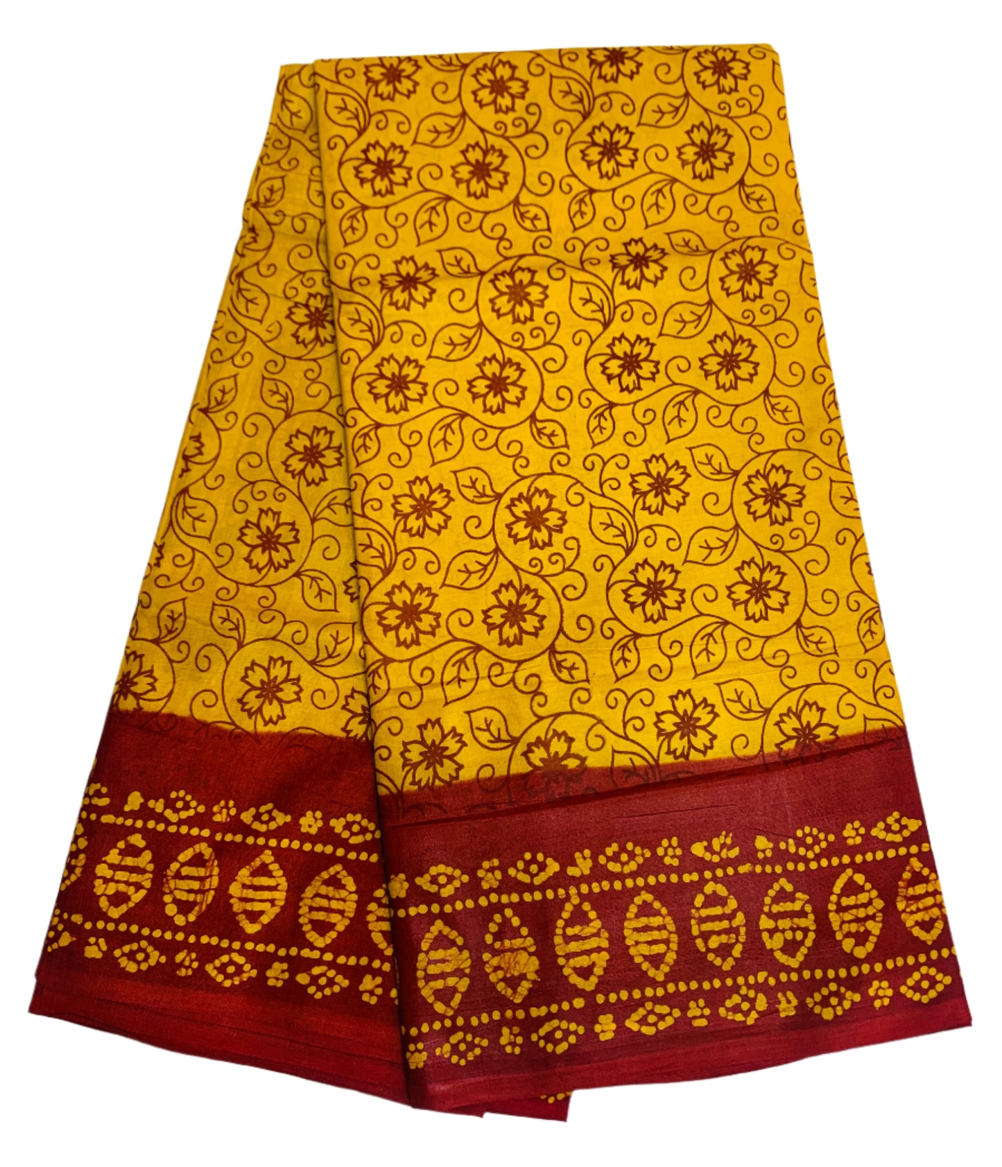 MulMul Cotton Mustard Colour with Maroon Border