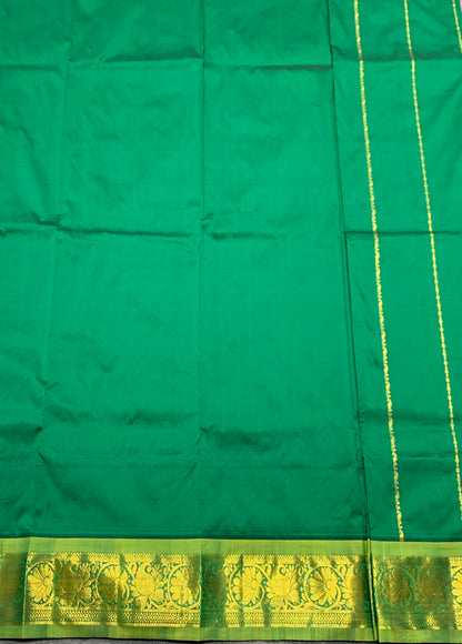 Light Green shade Semi Silk Kids Pattu Pavadai with Contrast border for age above 10 years