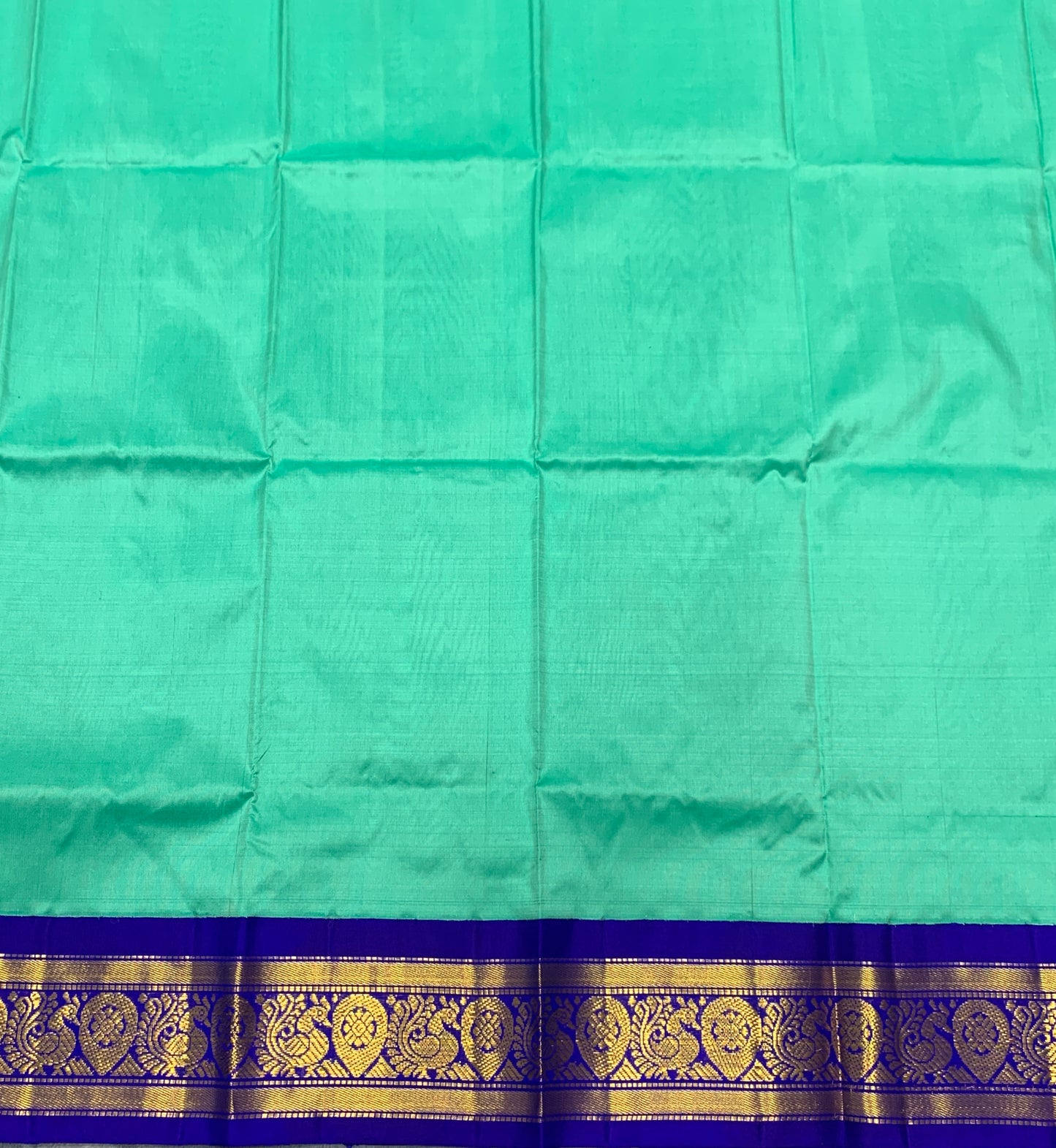 Sapphire Shade Pure Kanchipuram Kids Pattu Pavadai with Contrast Border for age 2 to 5