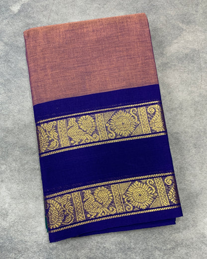 Chettinad Cotton Saree Dual Colour with Rettai Pettu Border