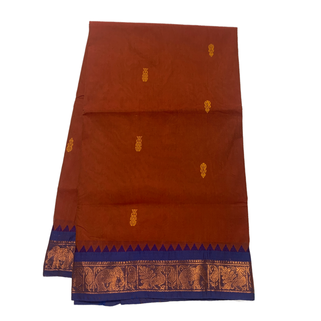 Chettinad cotton Saree Chocolate Brown