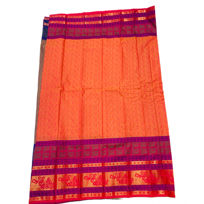 Chocolate Brown shade saree with Navy Blue Border