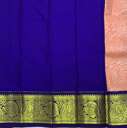 Light Peach Shade Vegan Silk Kids Pattu Pavadai with Contrast Border for Newborn to 2 Years
