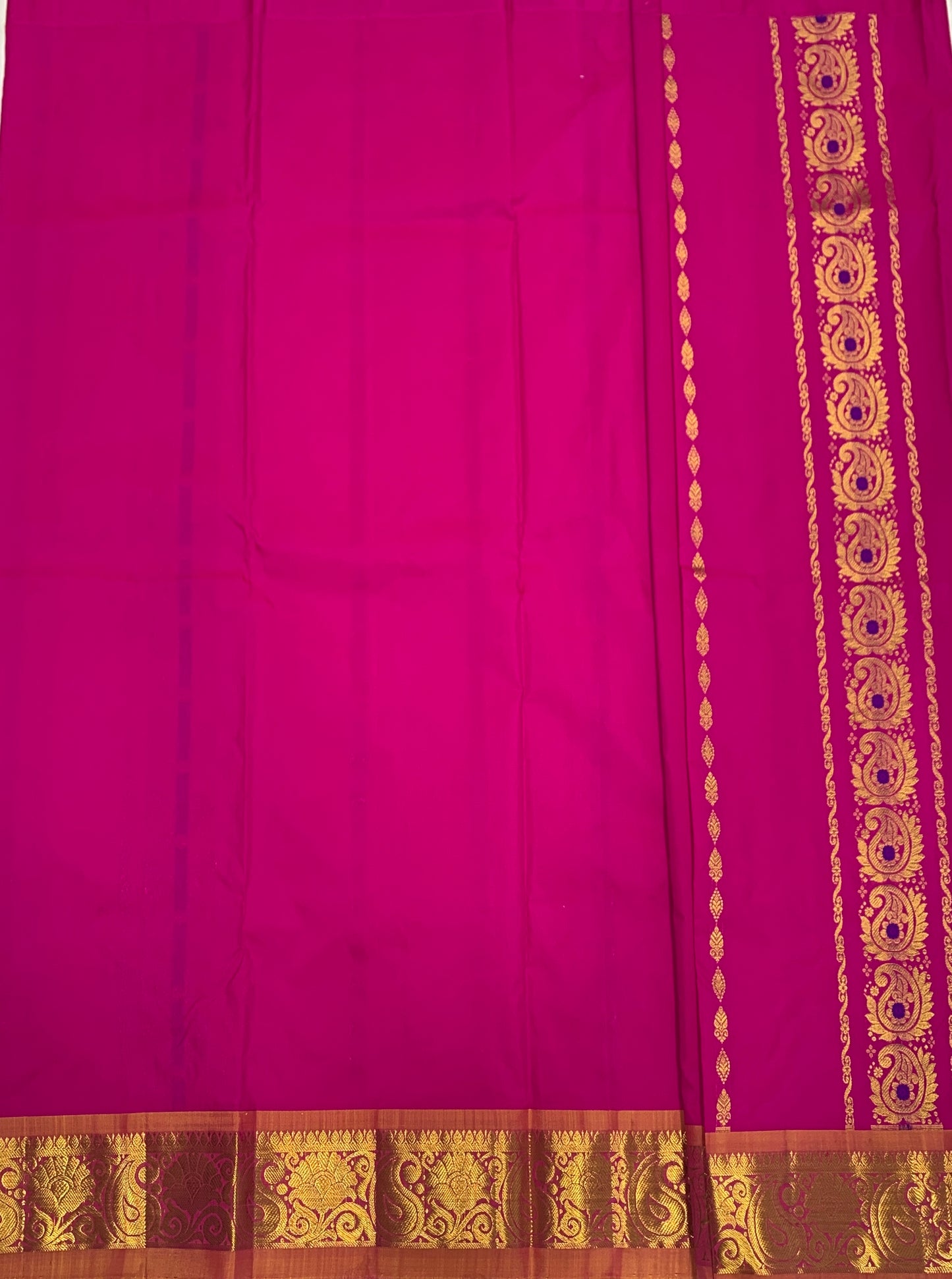 Pink shade Semi silk Kids Pattu Pavadai with Contrast border for age 5 to 10