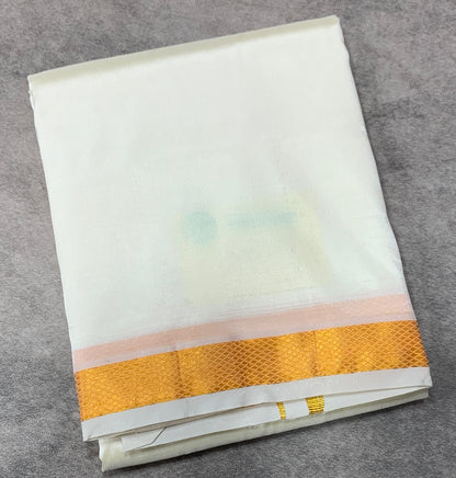 Art Silk Dhoti 8 Mulam Cream Colour Small Border