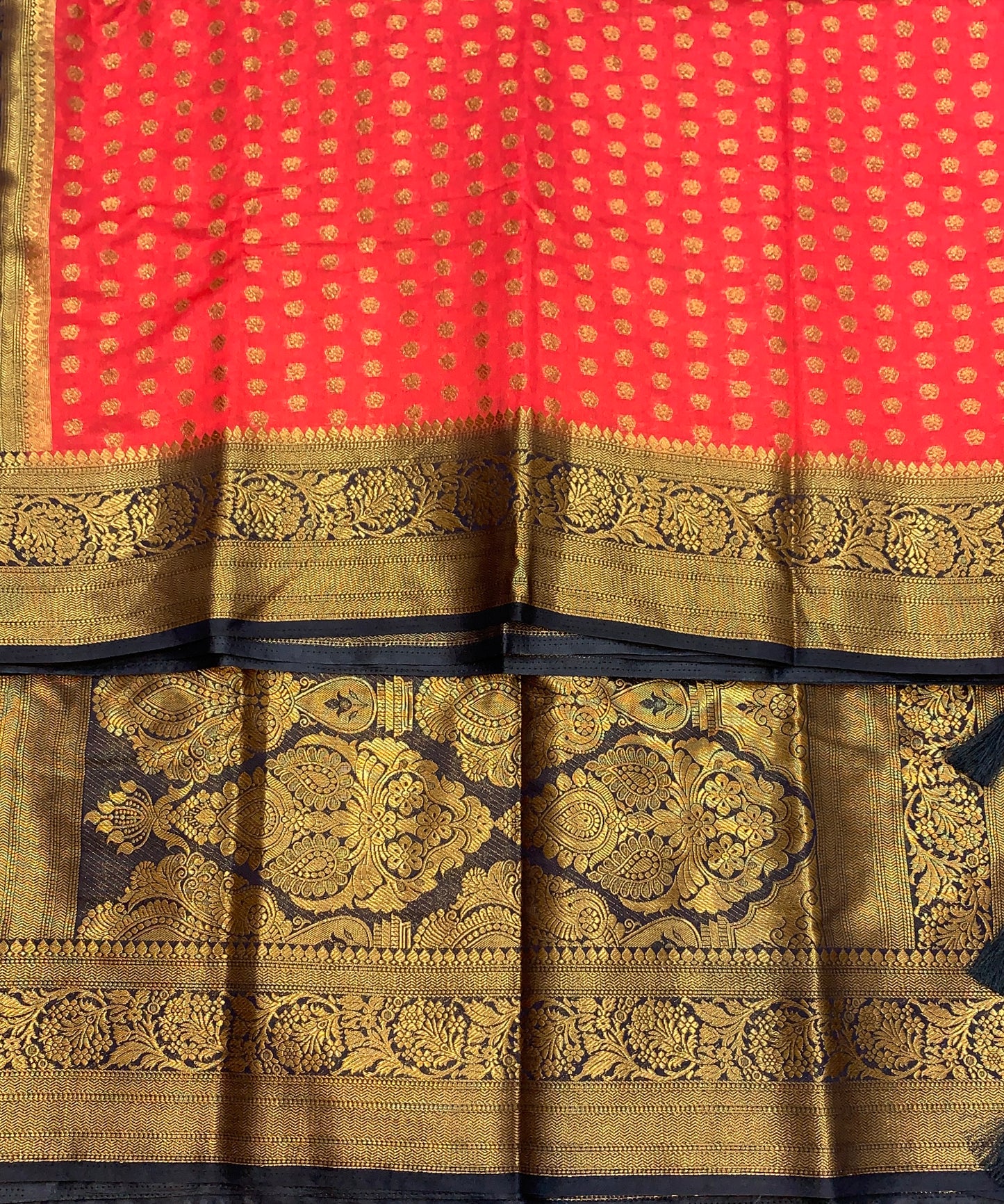 Crepe Saree Red Colour with Block Border
