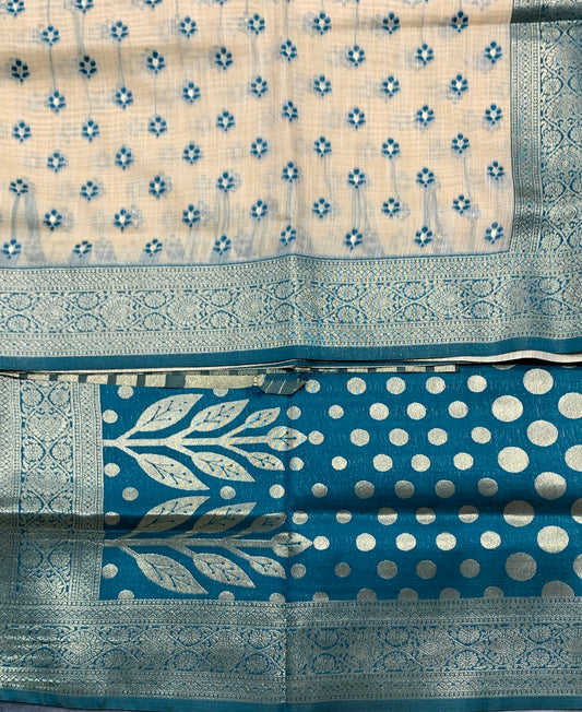Banaras Katan Saree Tussar Colour with Katan Work Border