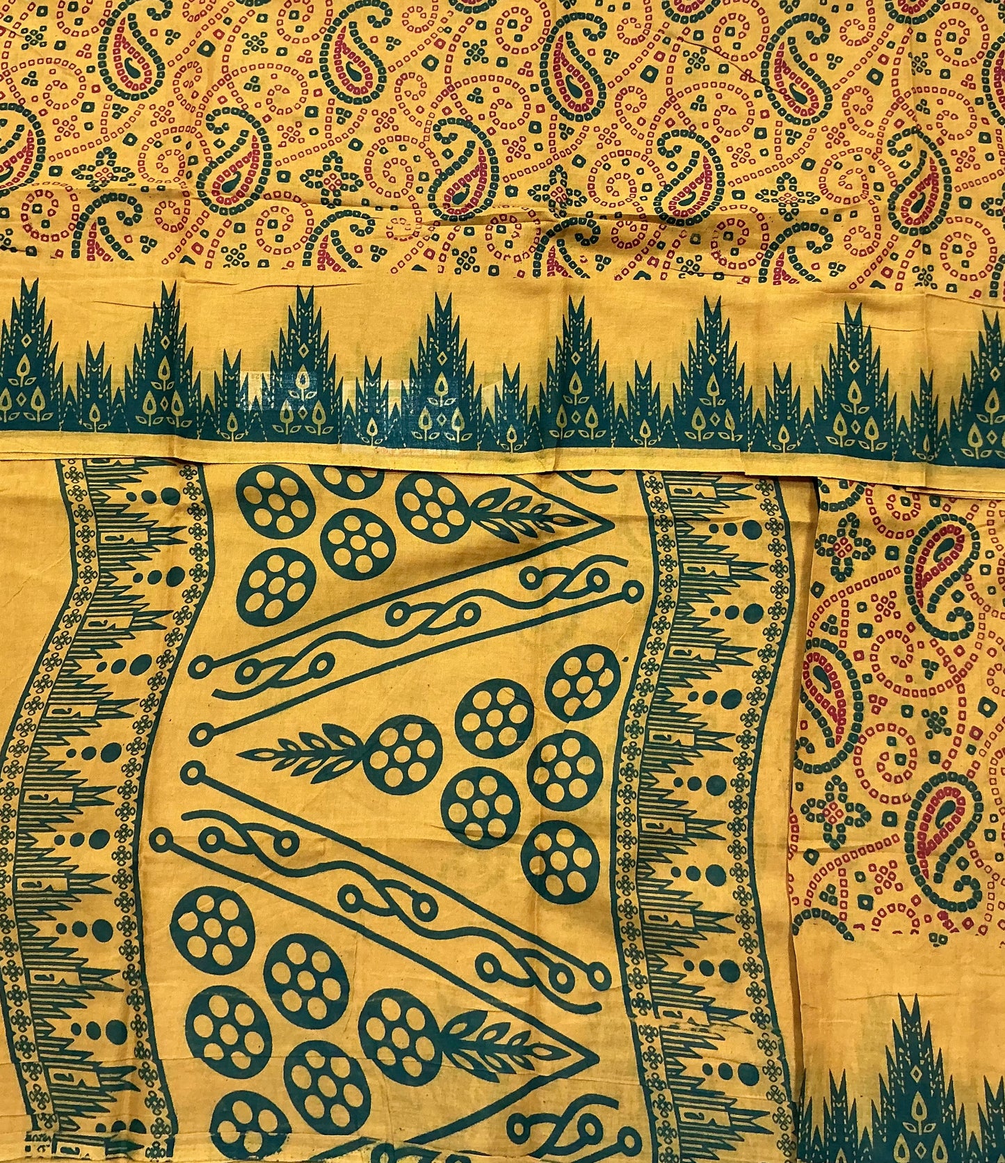 MulMul Cotton Mustard Yellow Colour with Temple Border